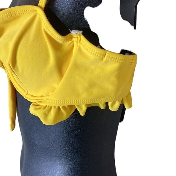 Nasty gal collection size 8 yellow ruffle tie front bikini top mermaid coquette - Picture 4 of 5
